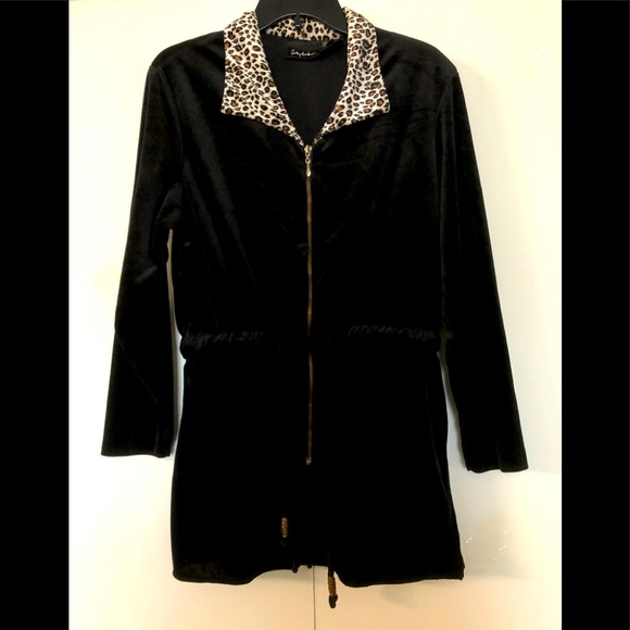 Anthony Mark Hankins Velvet jacket Size M Tie Waist Zipper - Picture 1 of 10